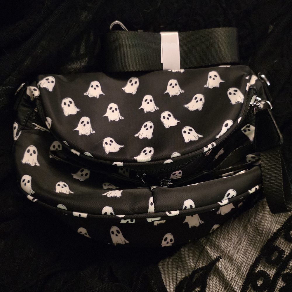 Mini Ghost Pattern Black Crossbody Bag